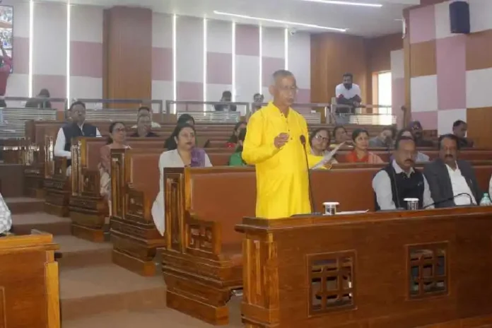 Mayor Gautam Deb addresses the discussion on the budget of the Siliguri Municipal Corporation on Monday. Picture by Passang Yolmo/The Telegraph